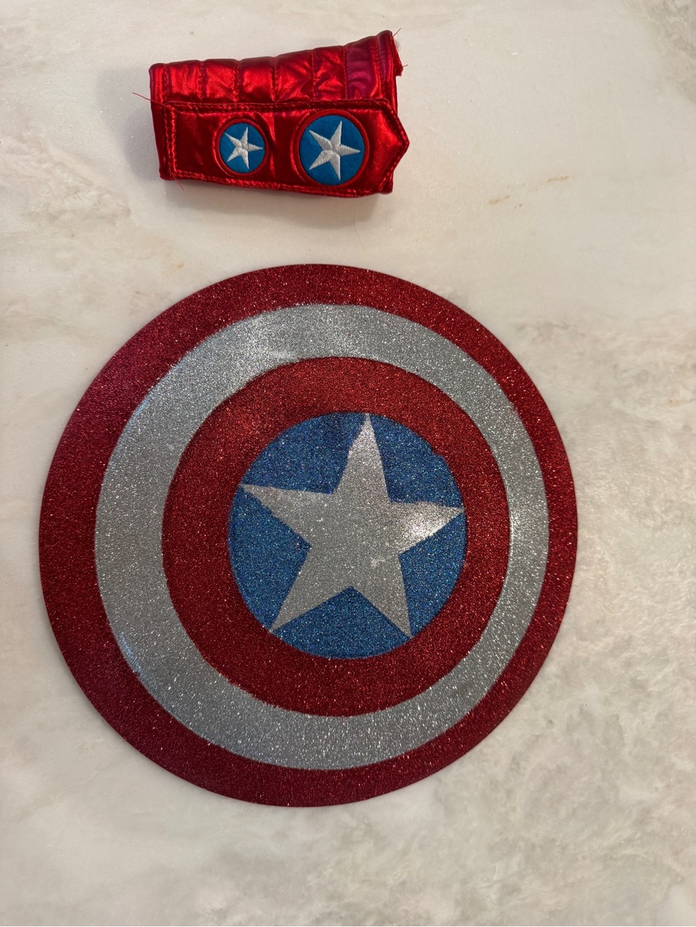 Kids Glitter Shield & Wrist Cuff Set - Red, Silver, Blue
